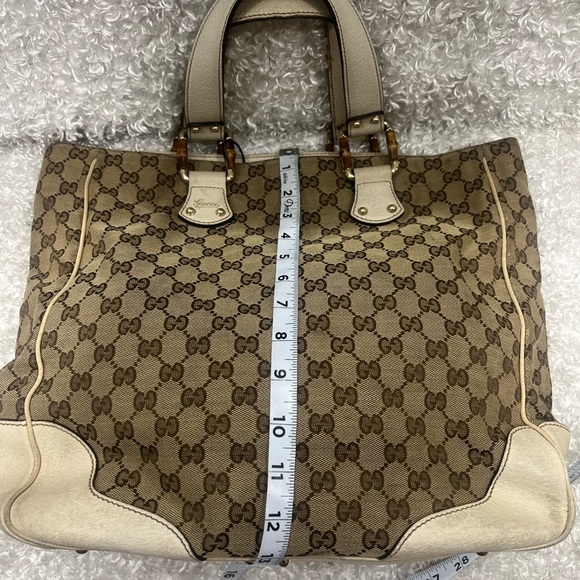 GUCCI Vintage GG Canvas Bamboo Tote - Picture 8 of 16